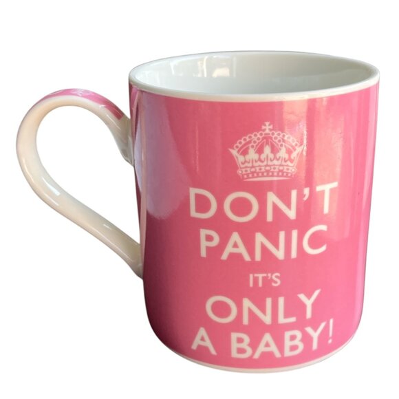 Copy - KENT POTTERY MUG 'DON'T PANIC IT'S ONLY A BABY!' Pink 12 oz Pregnancy - Picture 1 of 6
